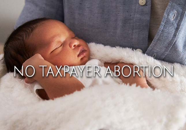 No Taxpayer Abortion - Woman holding baby