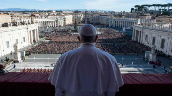 Pope Francis gives the Christmas "Urbi et Orbi" blessing Dec. 25, 2018