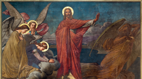 Jesus fighting off evil