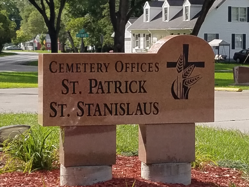 St. Patrick and St. Stanislaus Cemeteries Office Sign