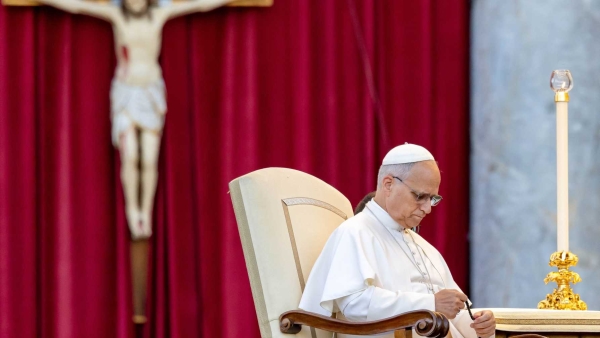 Pope Leo XIV prays the rosary