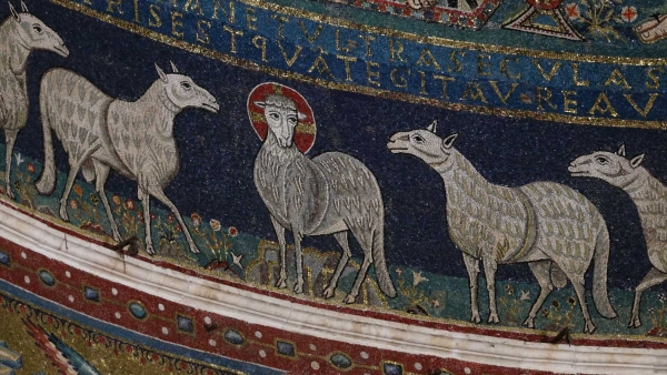 A 13th-century mosaic of the Good Shepherd