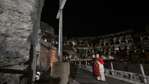 Pope Leo XIV leads the Way of the Cross at the Colosseum