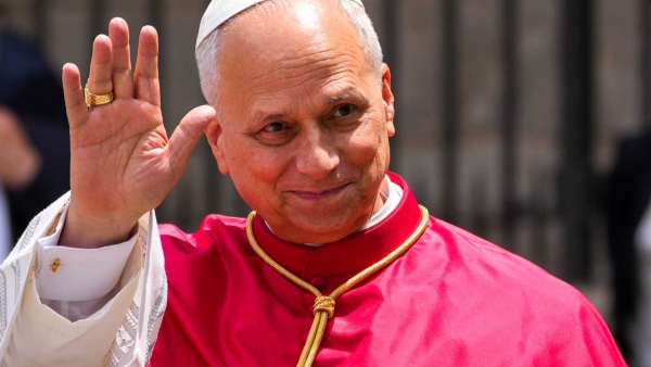 Pope Leo XIV waves